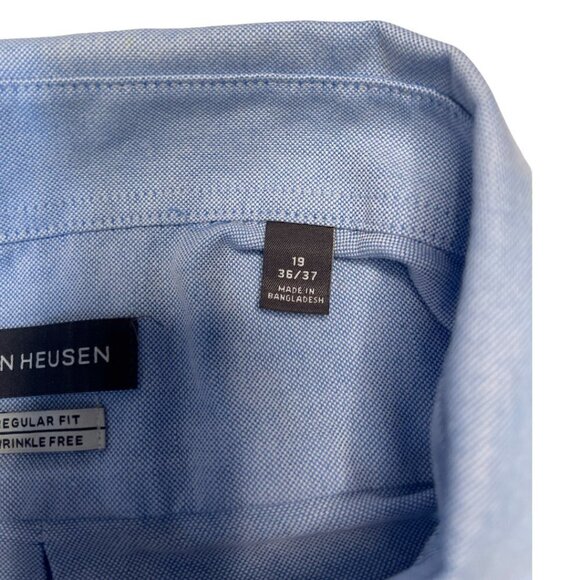 Van Heusen Size 19 36/37 Blue Regular Fit Wrinkle Free Long Sleeved Dres… - Picture 3 of 8